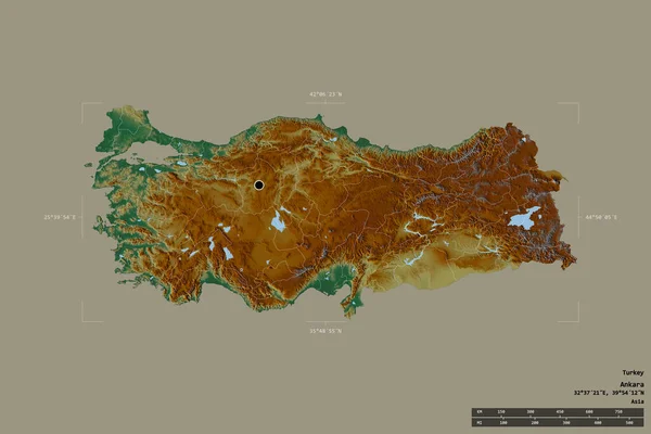 Zona Turquía Aislada Sobre Fondo Sólido Una Caja Delimitadora Georeferenciada — Foto de Stock