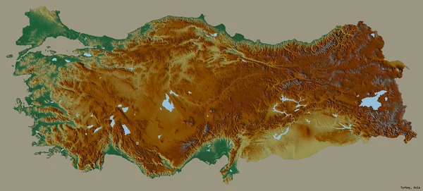 トルコの形とその首都はしっかりとした色の背景に隔離されています 地形図 3Dレンダリング — ストック写真