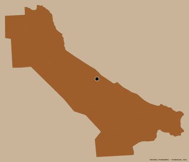 Türkmenistan ili Chardzhou 'nun başkenti sağlam bir renk arkaplanı ile izole edilmiştir. Desenli dokuların bileşimi. 3B görüntüleme