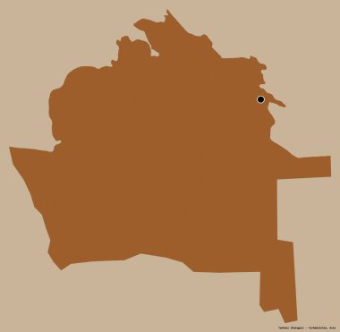 Türkmenistan 'ın Tashauz ili, başkenti katı renk arkaplanı ile izole edilmiştir. Desenli dokuların bileşimi. 3B görüntüleme