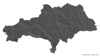 Barnsley, İngiltere 'nin idari ilçesi, başkenti beyaz arka planda izole edilmiş. Çift seviyeli yükseklik haritası. 3B görüntüleme
