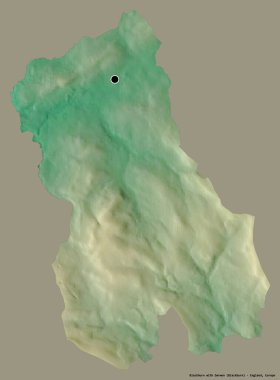 Blackburn 'ün şekli Darwen ile birlikte, İngiltere' nin üniter otoritesi, sermayesi sağlam bir renk arka planında izole edilmiş. Topografik yardım haritası. 3B görüntüleme