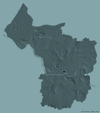 Bristol 'un şekli, İngiltere' nin üniter otoritesi, sermayesi katı renk arka planında izole edilmiş. Renkli yükseklik haritası. 3B görüntüleme