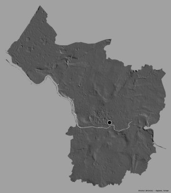 Bristol 'un şekli, İngiltere' nin üniter otoritesi, sermayesi katı renk arka planında izole edilmiş. Çift seviyeli yükseklik haritası. 3B görüntüleme