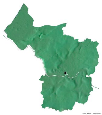Bristol 'un şekli, İngiltere' nin üniter otoritesi, başkenti beyaz arka planda izole edilmiş. Topografik yardım haritası. 3B görüntüleme