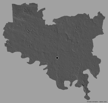 Darlington 'ın şekli, İngiltere' nin üniter otoritesi, sermayesi katı renk arka planında izole edilmiş. Çift seviyeli yükseklik haritası. 3B görüntüleme