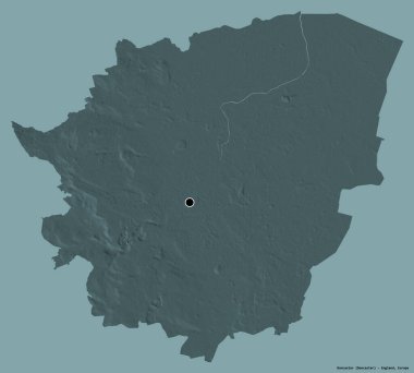 Doncaster 'ın şekli, İngiltere' nin idari ilçesi, başkenti katı renk arka planında izole edilmiş. Renkli yükseklik haritası. 3B görüntüleme