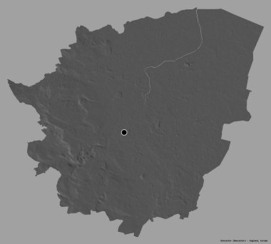 Doncaster 'ın şekli, İngiltere' nin idari ilçesi, başkenti katı renk arka planında izole edilmiş. Çift seviyeli yükseklik haritası. 3B görüntüleme