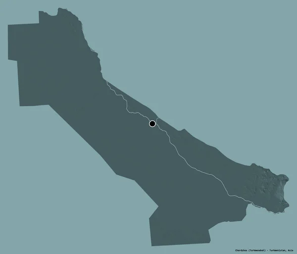 Forma Chardzhou Província Turquemenistão Com Sua Capital Isolada Fundo Cor — Fotografia de Stock