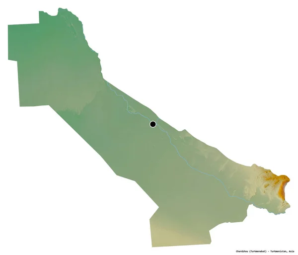 Gestalt Von Chardzhou Provinz Turkmenistan Mit Seiner Hauptstadt Isoliert Auf — Stockfoto