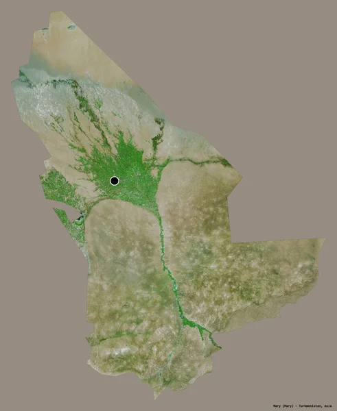 メアリーの形 トルクメニスタンの州 その首都は 固体色の背景に隔離されました 衛星画像 3Dレンダリング — ストック写真