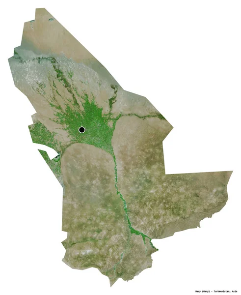 土库曼斯坦的玛丽形状 首都为白色背景 与世隔绝 卫星图像 3D渲染 — 图库照片