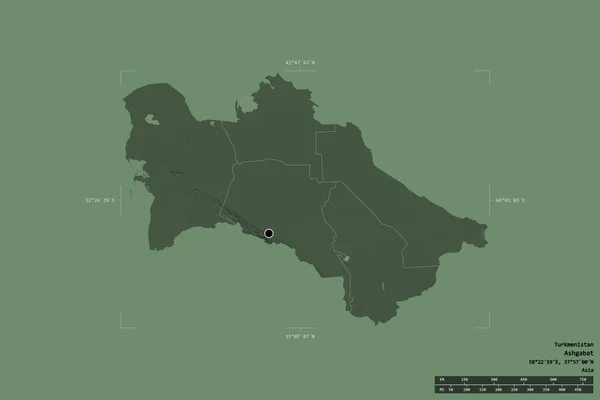 Zona Turkmenistán Aislada Sobre Fondo Sólido Una Caja Georeferenciada División — Foto de Stock