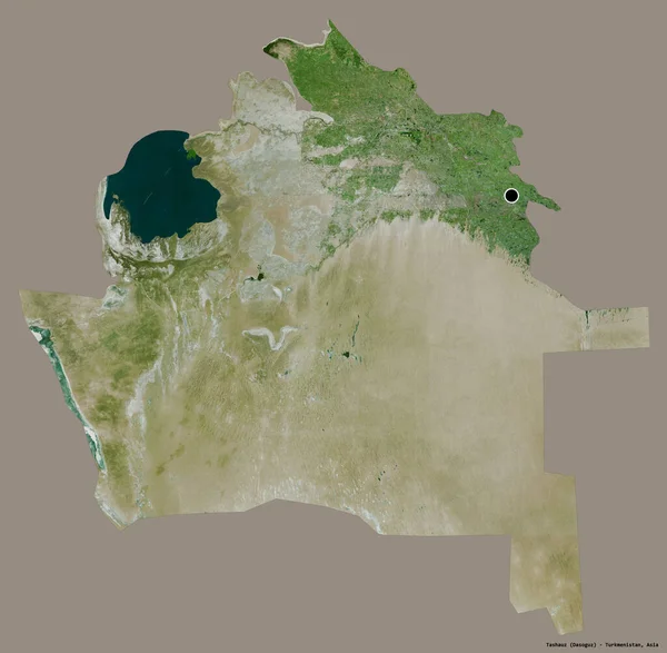 Forma Tashauz Provincia Turkmenistán Con Capital Aislada Sobre Fondo Color —  Fotos de Stock
