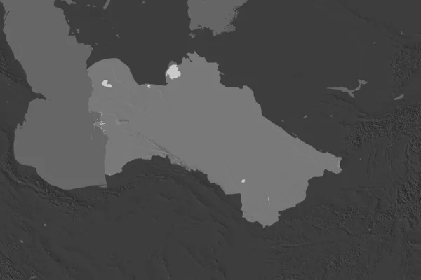 土库曼斯坦的形状因邻近地区的解体而分离 Bilevel高程图 3D渲染 — 图库照片