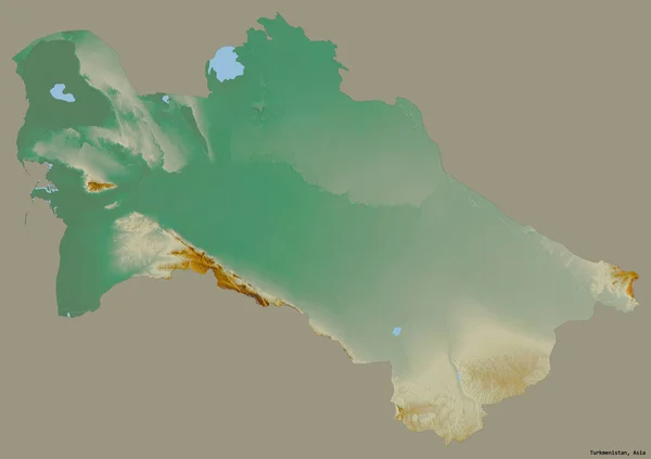 土库曼斯坦的形状 首都隔离在一个坚实的色彩背景上 地形浮雕图 3D渲染 — 图库照片