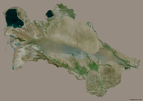 しっかりとした色の背景に孤立した首都を持つトルクメニスタンの形状 衛星画像 3Dレンダリング — ストック写真