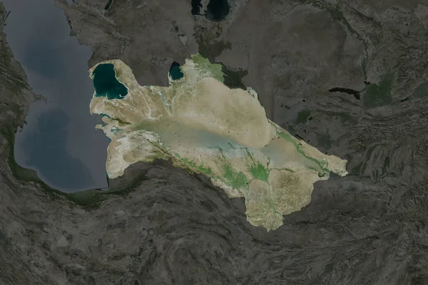 Forma Turkmenistanului Separată Desaturarea Zonelor Învecinate Imagini Prin Satelit Redare — Fotografie, imagine de stoc