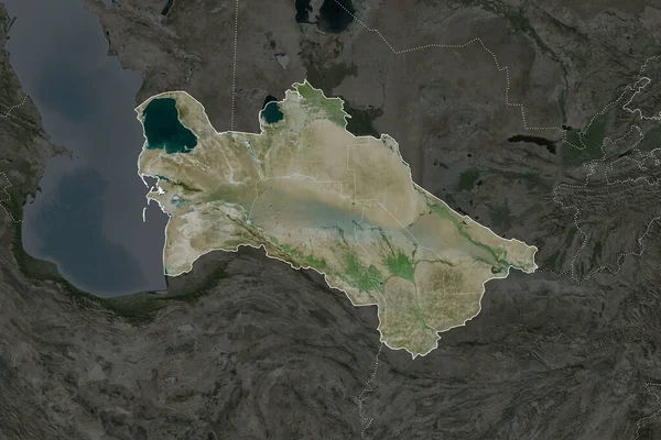 Forme Turkménistan Séparée Par Désaturation Des Zones Voisines Frontières Imagerie — Photo