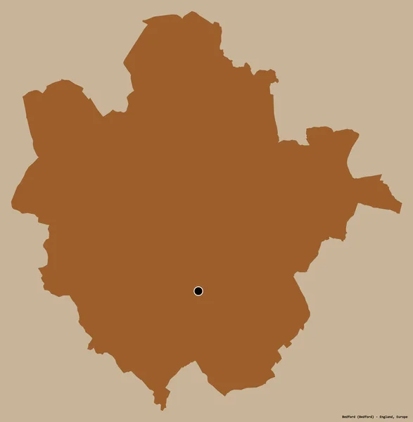 Форма Бедфорда Административного Графства Англии Столицей Изолированной Прочном Цветном Фоне — стоковое фото