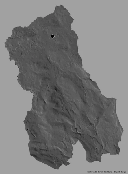 布莱克本的形状与达文 英格兰的单一权威 其首都隔离在一个坚实的色彩背景 Bilevel高程图 3D渲染 — 图库照片
