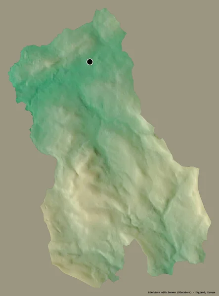 ブラックバーンの形は イギリスの統一的な権威であるダーウェンと共に その首都をしっかりとした色の背景に孤立させている 地形図 3Dレンダリング — ストック写真