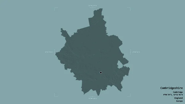 Området Cambridgeshire Administrativt Grevskap England Isolert Solid Bakgrunn Georeferenset Avgrensningsboks – stockfoto
