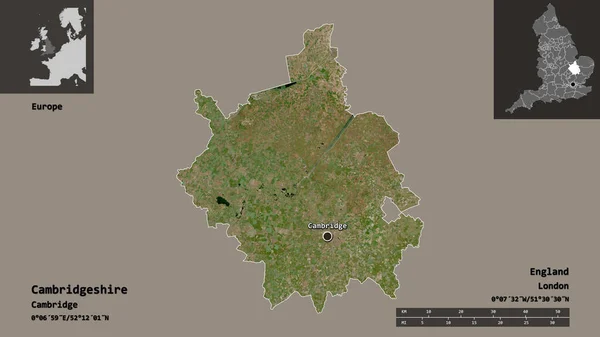 Vorm Van Cambridgeshire Bestuurlijke Graafschap Van Engeland Hoofdstad Afstandsschaal Previews — Stockfoto