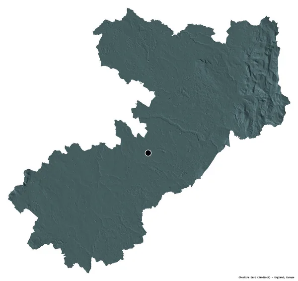 柴郡东部的形状 英格兰的行政县 其首都被白色背景隔离 彩色高程图 3D渲染 — 图库照片