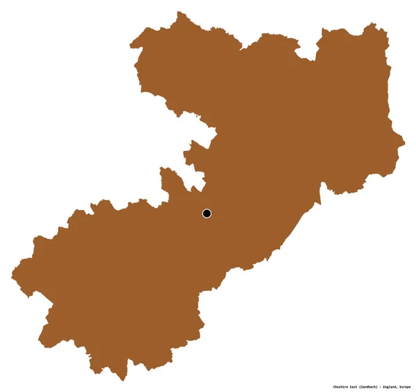 Shape Cheshire East Administrative County England Its Capital Isolated White — Stock Photo, Image