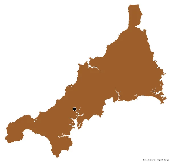 康沃尔的形状 英格兰的行政县 其首都被白色背景隔离 图形纹理的组成 3D渲染 — 图库照片