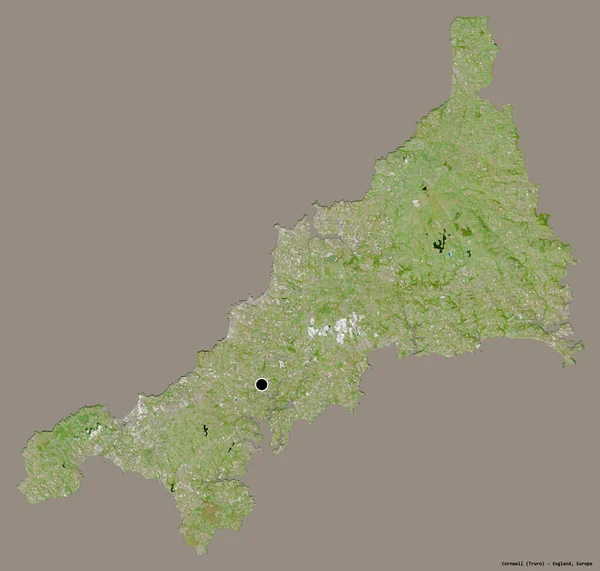 Shape Cornwall Verwaltungsbezirk Von England Mit Seiner Hauptstadt Isoliert Auf — Stockfoto