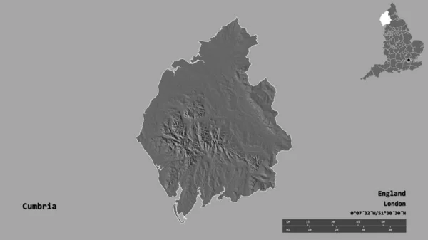 Σχήμα Της Cumbria Διοικητική Κομητεία Της Αγγλίας Κεφάλαιό Της Απομονωμένο — Φωτογραφία Αρχείου