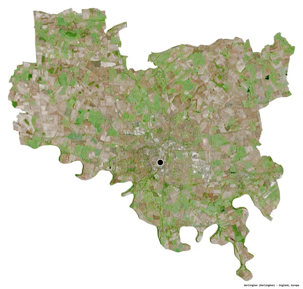 Shape Darlington Unitary Authority England Its Capital Isolated White Background — Stock Photo, Image