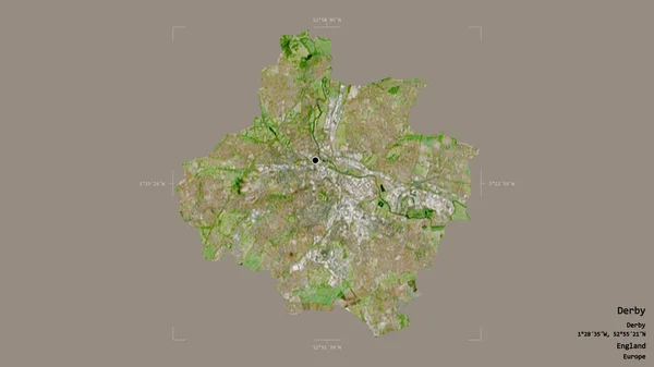 Территория Дерби Унитарная Власть Англии Изолирована Твердом Фоне Геометрической Коробке — стоковое фото