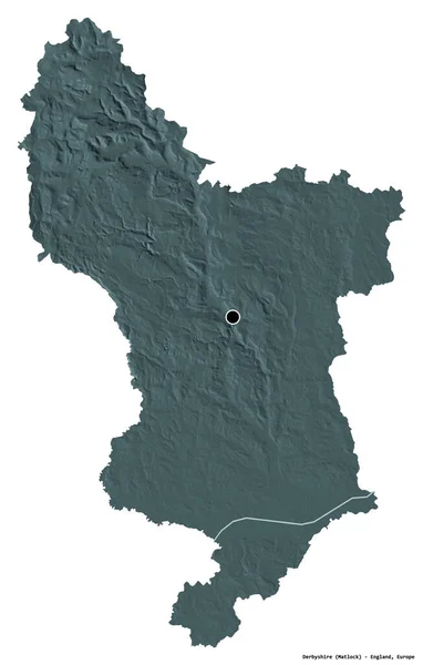 Forma Del Derbyshire Contea Amministrativa Dell Inghilterra Con Sua Capitale — Foto Stock