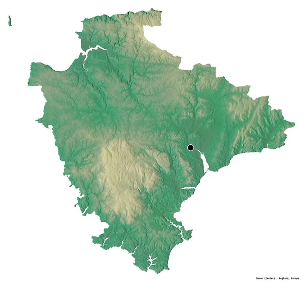 Форма Девон Адміністративний Округ Англії Столицею Ізольованою Білому Тлі Карта — стокове фото