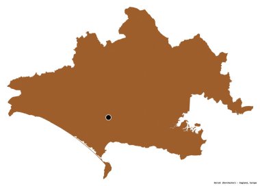 Dorset, İngiltere 'nin idari ilçesi, başkenti beyaz arka planda izole edilmiş. Desenli dokuların bileşimi. 3B görüntüleme