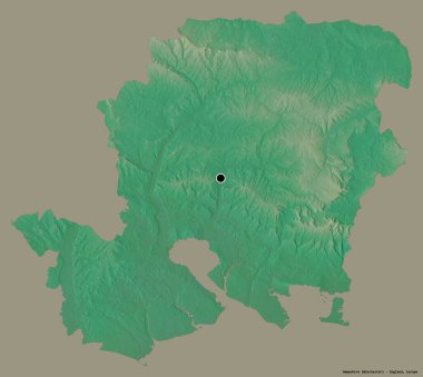 Hampshire 'ın şekli, İngiltere' nin idari ilçesi, başkenti katı renk arka planında izole edilmiş. Topografik yardım haritası. 3B görüntüleme