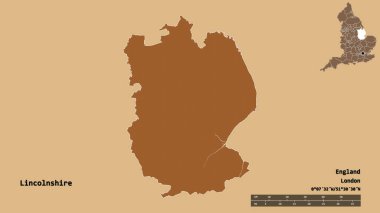 İngiltere 'nin idari kontluğunda, başkenti sağlam bir zemin üzerinde izole edilmiş Uzaklık ölçeği, bölge önizlemesi ve etiketleri. Desenli dokuların bileşimi. 3B görüntüleme