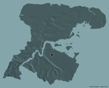 Medway 'in şekli, İngiltere' nin üniter otoritesi, sermayesi katı renk arka planında izole edilmiş. Renkli yükseklik haritası. 3B görüntüleme