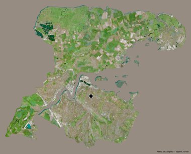 Medway 'in şekli, İngiltere' nin üniter otoritesi, sermayesi katı renk arka planında izole edilmiş. Uydu görüntüleri. 3B görüntüleme