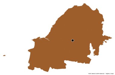 Kuzey Somerset 'in şekli, İngiltere' nin üniter otoritesi, başkenti beyaz arka planda izole edilmiş. Desenli dokuların bileşimi. 3B görüntüleme