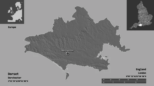 Σχήμα Dorset Διοικητική Κομητεία Της Αγγλίας Και Την Πρωτεύουσά Της — Φωτογραφία Αρχείου