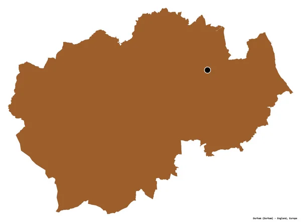 イングランドの行政郡ダーラムの形で その首都は白い背景に孤立している パターン化されたテクスチャの構成 3Dレンダリング — ストック写真