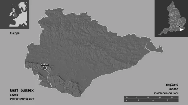 Shape East Sussex Condado Administrativo Inglaterra Capital Escala Distancia Vistas — Foto de Stock