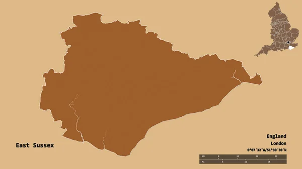 Shape East Sussex Condado Administrativo Inglaterra Con Capital Aislada Sobre — Foto de Stock