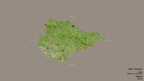 东萨塞克斯地区 英格兰的行政区划 在一个地理参考方块中 背景坚实 与世隔绝 卫星图像 3D渲染 — 图库照片