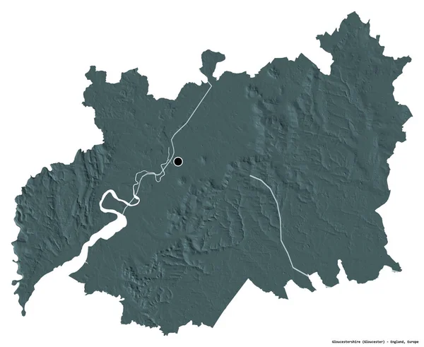 Shape Gloucestershire Administrative County England Its Capital Isolated White Background — Stock Photo, Image