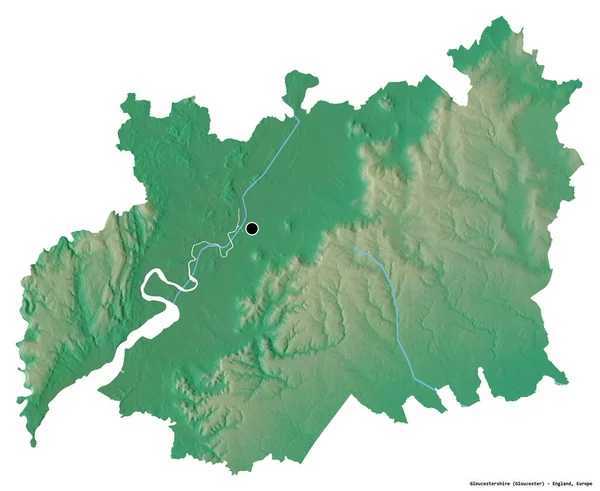 Shape Gloucestershire Administrative County England Its Capital Isolated White Background — Stock Photo, Image